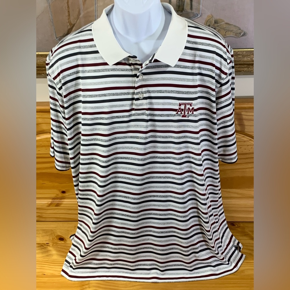 Texas A&M Aggies PING Performance Striped Polo Golf Shirt Mens Size XL